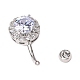 Piercing bijoux laiton plaqué platine rond zircon cubique anneau de nombril anneau de nombril anneaux de ventre AJEW-EE0001-104A-3