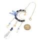 Natural Lapis Lazuli Chips & Brass Moon Pendant Decorations HJEW-TA00066-03-2