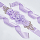 ラインストーンの花と腹筋模造パールのブライダル ベルト  ポリエステルリボンウェディングサッシュ用ウェディングドレス衣服アクセサリー  紫色のメディア  106-1/4インチ（270cm） AJEW-WH0348-119C-3