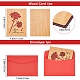 模様木製グリーティングカードとクラスパイア長方形  赤い紙の内側のページ  長方形の白紙封筒付き  ローズ模様  木製グリーティングカード：1個  封筒：1個 DIY-CP0006-75E-2