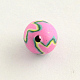 Handmade Flower Pattern Polymer Clay Round Beads CLAY-Q172-07-2