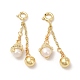 Cierres de anilla de resorte de latón con adorno redondo de perla natural KK-I697-11G-2