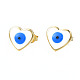 Heart with Evil Eye Stud Earrings EJEW-N011-49-1