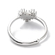 バレンタインデーレインボーカラーキュービックジルコニア調節可能なリング  真鍮ハート指輪  プラチナ  usサイズ8 1/2(18.5mm) RJEW-Z023-02C-P-3
