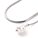 304 collier chaîne serpent rond en acier inoxydable avec breloque pompon perle acrylique pour femme NJEW-P271-07P-2
