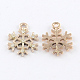 Light Gold Plated Alloy Rhinestone Snowflake Pendants ALRI-Q223-12-1