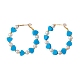 Heart & Glass Pearl Beaded Big Huggie Hoop Earrings EJEW-JE04733-3