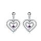 Filigree Heart Brass Cubic Zirconia Dangle Earrings EJEW-BB09819-A-1