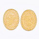 ポリコットン（ポリエステル綿）大きい編みペンダントの装飾  鉄パーツ  花とオーバル  ライトゴールド  ゴールド  55.5~56.5x39~40x1.5mm FIND-Q078-15I-2