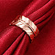 Classic Real Rose Gold Plated Brass Leaf Wide Band Rings RJEW-BB14627-7RG-5