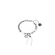 Lucky Girl & Rose Flat Round and Chain Tassel Charm Bracelet for Girl Women BJEW-BB44240-A-1