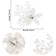 Abs プラスチック模造真珠ビーズの花の結婚式の靴の装飾  銅線巻き  ラインストーン付き  プラチナ＆シルバー  80x62x10mm FIND-WH0126-71S-2