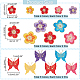 Nbeads 28 pièces 14 style fleur de prunier et motif papillon informatisé patch en tissu brodé DIY-NB0008-37-2