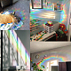 防水 pvc 着色されたレーザー染色ウィンドウ フィルム粘着ステッカー  長方形の静電ウィンドウステッカー  カラフル  猫の模様  350x840mm DIY-WH0256-090-5