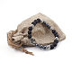 Bracelets extensibles en pierre de lave naturelle et agate noire (teinte) BJEW-JB04006-04-4