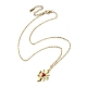 Halskette mit Herzanhänger aus goldenem Messing mit kubischem Zirkonia NJEW-JN04592-2