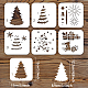 FINGERINSPIRE 6 Pcs Layered Christmas Theme Stencil 15x15cm Christmas Tree Painting Template Plastic Deer Gift Box Snow Patterns Stencils Reusable Stencil for DIY Christmas Home Wall Window Decor DIY-WH0172-861-2