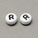 Perles de lettre à trous horizontaux acryliques blanches et noires SACR-Q101-01R-2