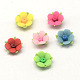 Handmade Polymer Clay 3D Flower with Leaves Flatback Cabochons CLAY-Q208-M02-1
