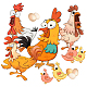 SUPERDANT Funny Chicken Wall Stickers Rooster Hen Chick Wall Decals with Eggs Wall Decor Vinyl Wall Decoration for Kids Bedroom Playroom Kitchen Pantry Refrigerator Decor 29mmx42mm DIY-WH0228-459-1