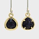 Real 18K Gold Plated Brass Synthetic Blue Goldstone Pendants GLAA-J038-08G-2