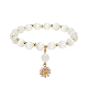 Bracelet extensible en perles œil de chat avec breloque marguerite en alliage d'émail pour femme BJEW-JB08542-1