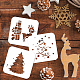 FINGERINSPIRE 6 Pcs Layered Christmas Theme Stencil 15x15cm Christmas Tree Painting Template Plastic Deer Gift Box Snow Patterns Stencils Reusable Stencil for DIY Christmas Home Wall Window Decor DIY-WH0172-861-3