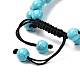Round Synthetic Turquoise(Dyed) & Mixed Stone Braided Bead Bracelet for Girl Wome BJEW-JB06961-03-6
