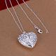 Simple Silver Color Plated Brass 3D Heart Pendant Necklaces For Women NJEW-BB12861-3