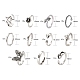 11スタイルの調整可能な合金フィンガー指輪  ハート＆アロー＆バタフライ＆フラワー  アンティークシルバー  12個/箱 RJEW-LS0001-14AS-3
