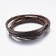 Three Loops Leather Cord Warp Bracelets BJEW-F325-01R-1