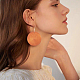 Anattasoul 8 paires 8 couleurs boucles d'oreilles rondes plates en bois avec épingles en fer pour femmes EJEW-AN0004-26-4