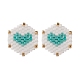 3 par de hexágonos trenzados de semilla de vidrio de 3 colores con aretes de corazón EJEW-MZ00009-6