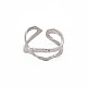 304 Stainless Steel Wave Wrap Open Cuff Ring for Women RJEW-S405-206P-1