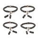 Stretch-Armband mit runden Perlen aus natürlichem Lavagestein und Zirkonia BJEW-JB07200-1