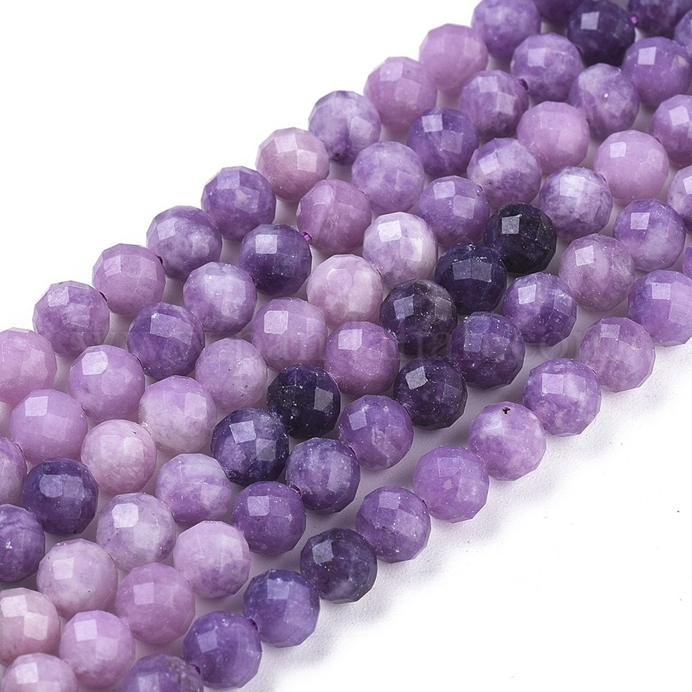 Lot De 10 Perles Sugilite 8mm - Violet Rose, Finition Mat Sablé Givré, Pour Création Bijoux