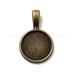 Плоские круглые сеттинги сплава кулон кабошон, чашки безель с краем, без кадмия, без никеля и без свинца, античная бронза, лоток : 14 мм, 26.5x17x2 мм, отверстие : 3.5x5 мм, около 555 шт / кг