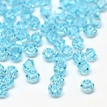 Nachahmung 5301 Doppelkegel Perlen, transparente facettierte Glasperlen, blassem Türkis, 3x2.5 mm, Bohrung: 1 mm, ca. 720 Stk. / Beutel