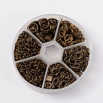 1 Box of Iron Jump Rings, Open Jump Rings, Nickel Free, Antique Bronze, 18~21 Gauge, 4~10x0.7~1mm, Inner Diameter: 2.6~8mm, about 1600pcs/box