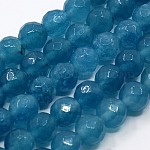 Natürliche weiße Jade perlen Stränge, Nachahmung Aquamarin Farbe, facettiert, gefärbt, Runde, Himmelblau, 6 mm, Bohrung: 1 mm, ca. 63 Stk. / Strang, 15 Zoll