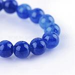 Chapelets de perles de pierres en jade jaune teinte, ronde, bleu minuit, 8mm, Trou: 1mm, Environ 50 pcs/chapelet, 15.7 pouce