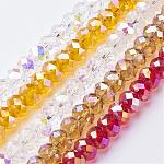 Electroplate Glass Beads Strands, AB Color Plated, Faceted, Rondelle, Mixed Color, 12x8mm, Hole: 1mm, about 72pcs/strand