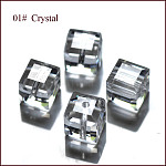 Imitazione branelli di cristallo austriaco, grado aaa, sfaccettato, cubo, chiaro, 5~5.5x5~5.5x5~5.5 mm (dimensione entro l'intervallo di errore di 0.5~1 mm), Foro: 0.7~0.9 mm