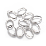 201 anelli di collegamento in acciaio inox, ovale, colore acciaio inossidabile, 17.5~18x12x1mm, diametro interno: 12.5x8.5mm