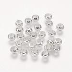 Perles séparateurs en laiton, rondelle, couleur argentée, taille: environ 6mm de diamètre, épaisseur de 4mm, Trou: 3mm