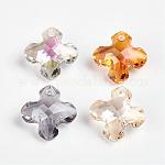 Faceted K9 Glass Charms, Imitation Austrian Crystal, Cross, Mixed Color, 13.5x13.5x6.5mm, Hole: 1.5mm