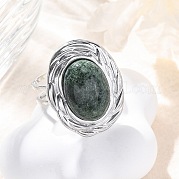 Овальные кольца из натурального мохового агата RJEW-M063-01P-08