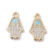 Brass Micro Pave Clear Cubic Zirconia Charms KK-F871-47G