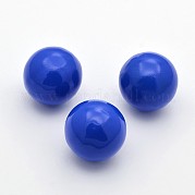 ビーズケージペンダント用の穴なしスプレープリント真鍮製ラウンドボールビーズ  ブルー  18mm KKB-J002-15