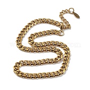 Ion Plating(IP) 304 Stainless Steel Diamond Cut Cuban Link Chain Necklace NJEW-D045-09G